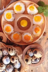 Quail eggs and fried quail eggs of delicious.