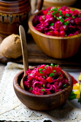 vinegret ,traditional Russian and the Ukrainian vegetable salad with beet.