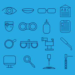 line craft icons set of ophthalmology and optometry