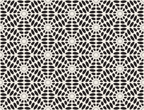 Vector Black and White Rounded Ellipse Lace Star Pattern