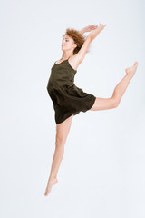 Woman dancing isolated on a white background