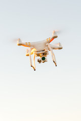 Flying drone with camera - obrazy, fototapety, plakaty
