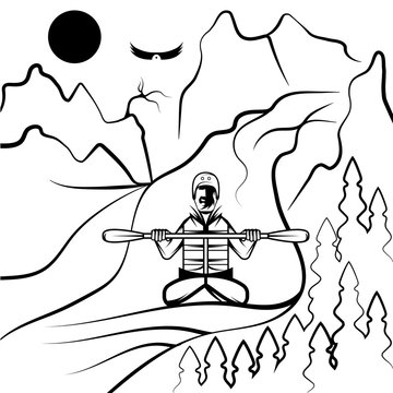 vector illustration of rafting and kayaking