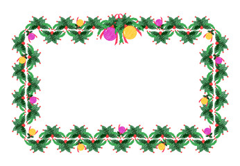 クリスマスフレーム（ピンク、イエローボール）