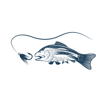 trout and lure vector design template