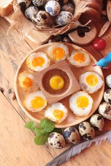 Quail eggs and fried quail eggs of delicious.