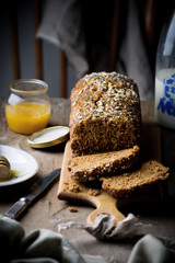the cake with bran and sunflower seeds