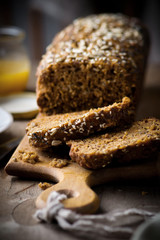 the cake with bran and sunflower seeds