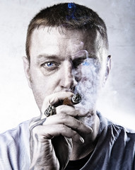 Portrait of a man smoking