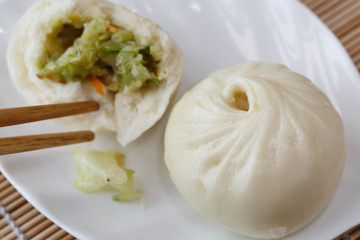 The  close up of a stuffed bun