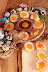 Quail eggs and fried quail eggs of delicious.