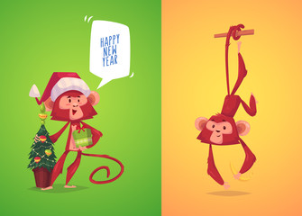 Obraz premium Illustraiton of comical monkey series