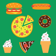 Fast food. Flat icons.