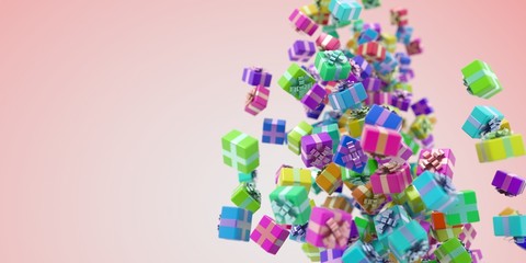 Infinite gift boxes, original 3d illustration