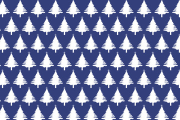 White trees pattern on dark blue background