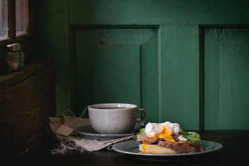 Sandwich with meat and egg