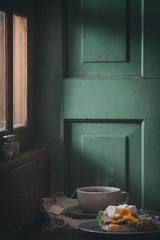 Sandwich with meat and egg