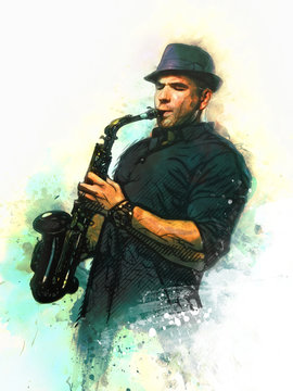 saxophonist illustration