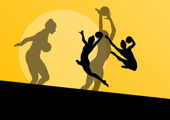 Rhythmic gymnast woman with ball vector abstract background