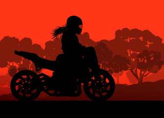 Fototapeta na wymiar Motorcycle performance extreme stunt driver woman vector backgro