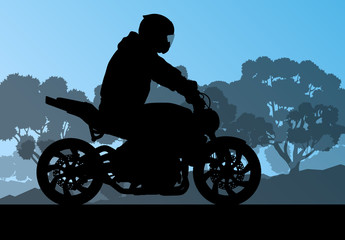 Plakat Motorcycle performance extreme stunt driver man vector backgroun