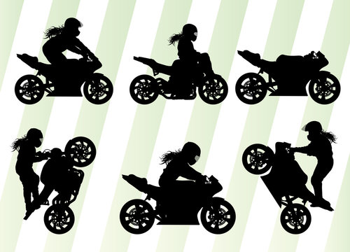 Motorcycle Performance Extreme Stunt Driver Vector Background Co