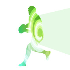 Rugby player man silhouette illustration vector background color