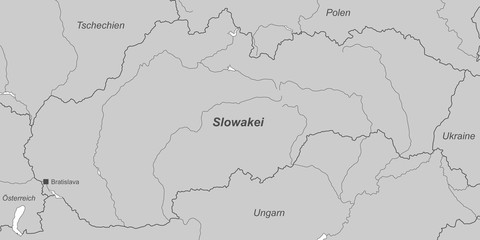 Slowakei in Grau (beschriftet) - Vektor