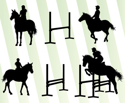 Horses with jockey equestrian sport vector background concept