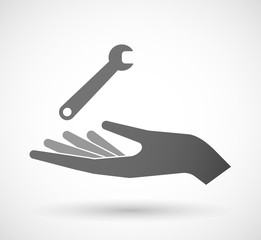 Isolated vector hand giving a spanner