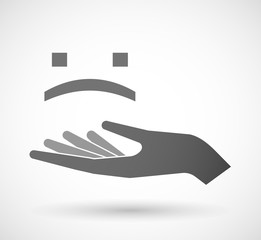 Isolated vector hand giving a sad text face