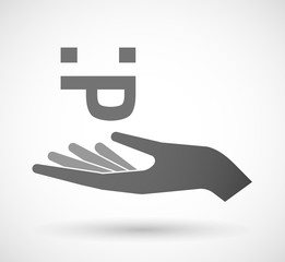 Isolated vector hand giving a sticking out tongue text face