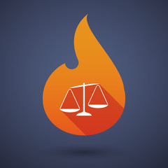 Long shadow vector flame icon with  an unbalanced weight scale