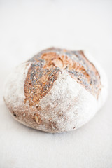 Bread loaf close up in selective focus