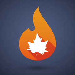 Long shadow vector flame icon with an autumn leaf tree
