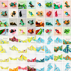Huge mega collection of abstract geometric paper graphic layouts. Universal backgrounds, presentation templates or web covers