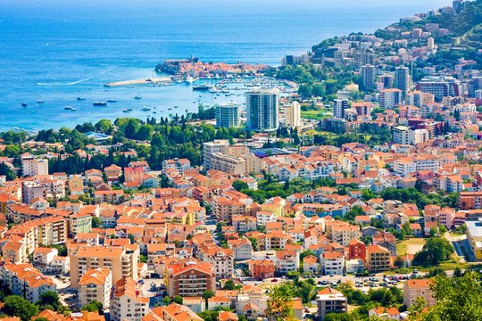 eautiful view of resort town Budva on  Adriatic coast, Montenegro