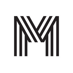 M letter formed by parallel lines.