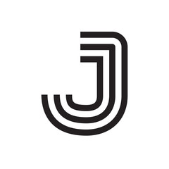 J letter formed by parallel lines.