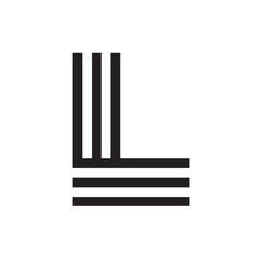 L letter formed by parallel lines.