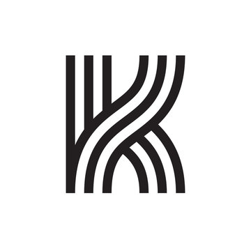 K letter formed by parallel lines.