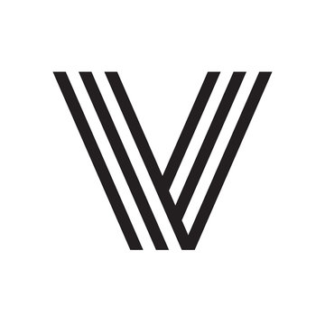 V letter formed by parallel lines.