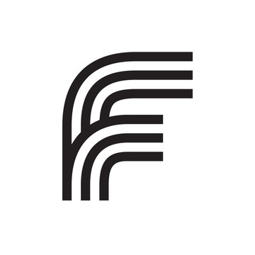 F letter formed by parallel lines.