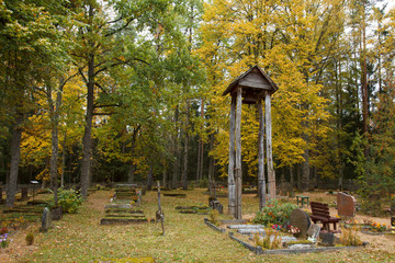 Autumn in graveyard
