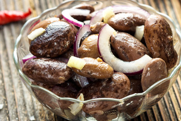 Healthy beans salad with onion