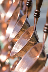 handmade copper dishware. Vertical