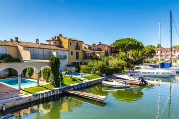 Fototapeta premium Colorful Houses And Boats In Port Grimaud-France