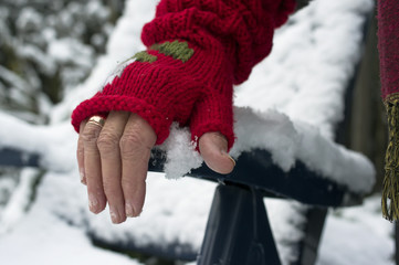 Female Hand In Red Glove