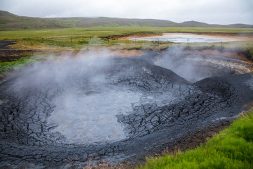 Fototapeta premium Mudpots at Krysuvik geothermal area