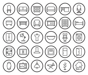 House furniture linear icons set